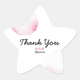 Adesivo Estrela Elegante Aquarela Mínima Pastel Rosa Obrigado