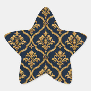 Adesivo Estrela Elegante Design de Motivo Vintage em Damasco Doura