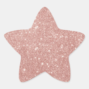 Adesivo Estrela Elegante Glitter Star Dourado Rosa
