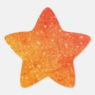 Adesivo Estrela Elegante Laranja Glitter Star