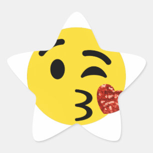 Adesivo Estrela emoji de beijo brilhante