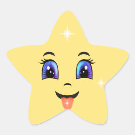 Adesivo Estrela Emoji - Rosto Feliz Amarelo-Gelado