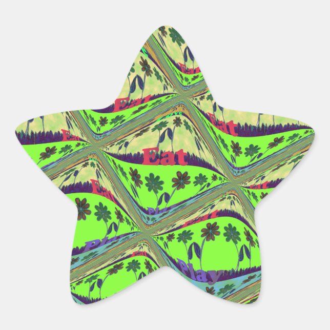 Adesivo Estrela Encantando Jardim Eclético Verificado Beleza Flora (Frente)