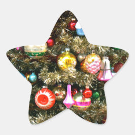 Adesivo Estrela Enfeites de Natal Antigos em uma Árvore