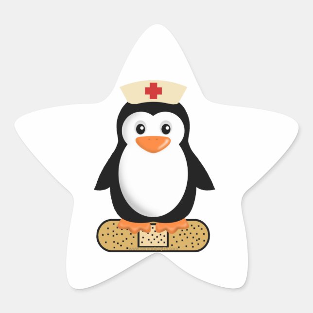 Adesivo Estrela Enfermeiro Penguin (com Bandaid) (Frente)