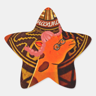 Adesivo Estrela Engraçado Elegante Girafa Acessorizada Estilo Afri