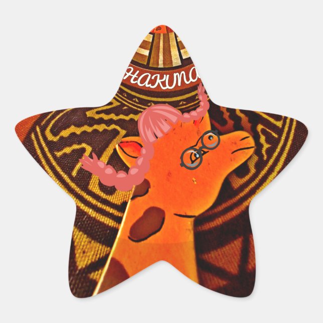Adesivo Estrela Engraçado Elegante Girafa Acessorizada Estilo Afri (Frente)