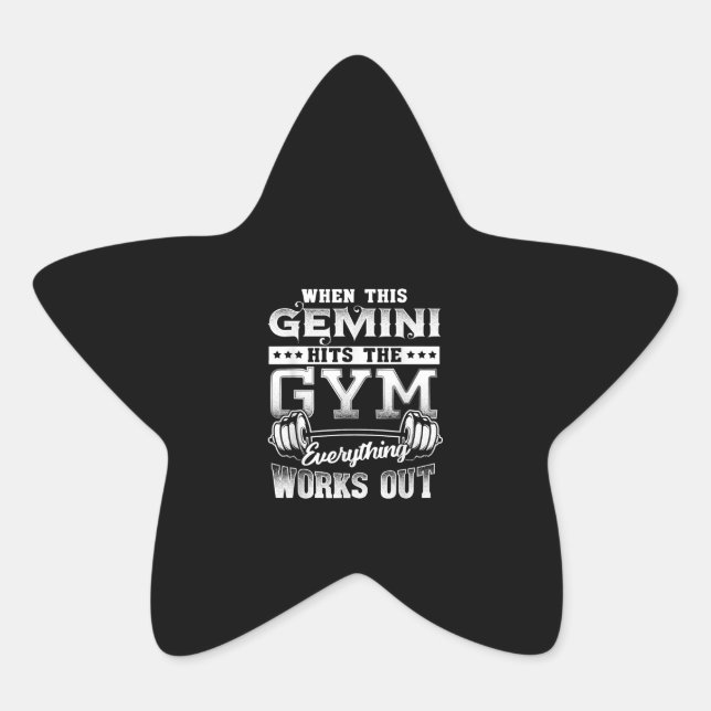 Adesivo Estrela Engraçado Gemini Gym Workout Design (Frente)