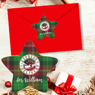 Adesivo Estrela Entrega especial do Papai Noel Presente de Natal