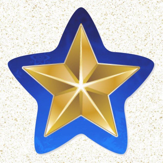 Adesivo Estrela Envelope Star Dourada na placa azul (Criador carregado)
