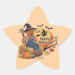 Adesivo Estrela Escarneiro Pumpkin Halloween Rustic Vibs Art