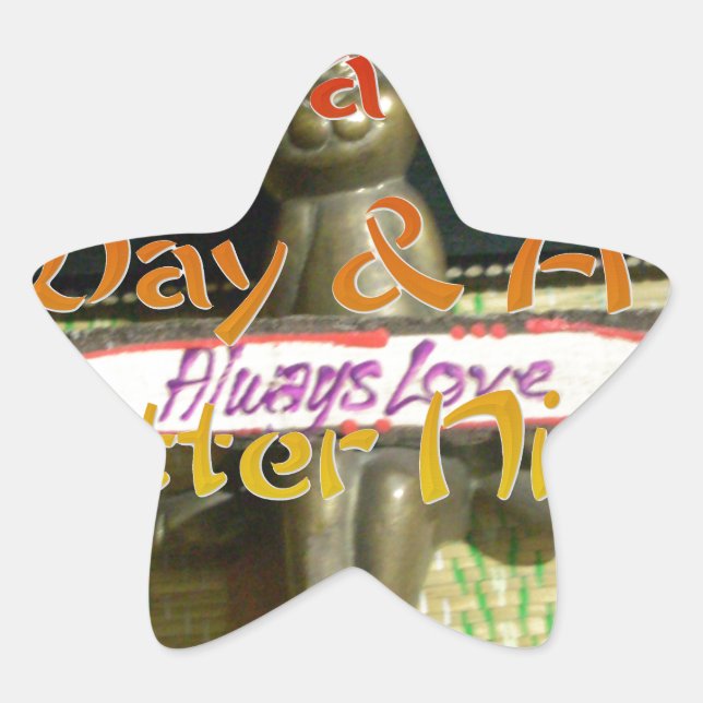 Adesivo Estrela Escultura do coelho de bronze com citações inspira (Frente)