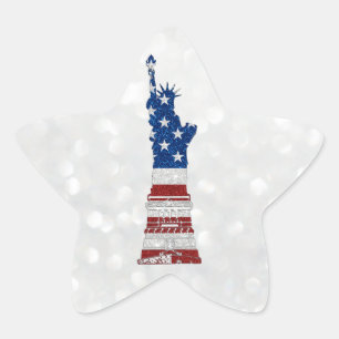 Adesivo Estrela Estátua da Liberdade 4 de julho Glitter