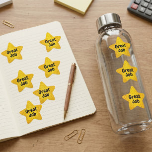 Adesivo Estrela Estrela Dourada Brilhante Com Textura de Mensagem
