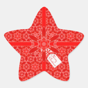Adesivo Estrela Estrela vermelha festiva do Natal do laço