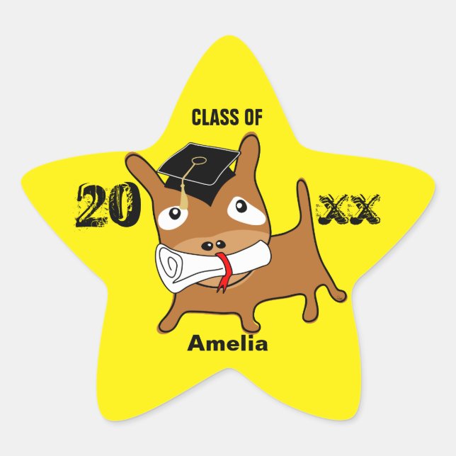 Adesivo Estrela Estrelas de Graduação Puppy Sticker Amarelo (Frente)