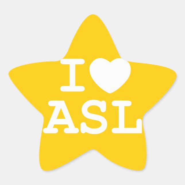 Adesivo Estrela Eu amo ASL (a cor) (Frente)