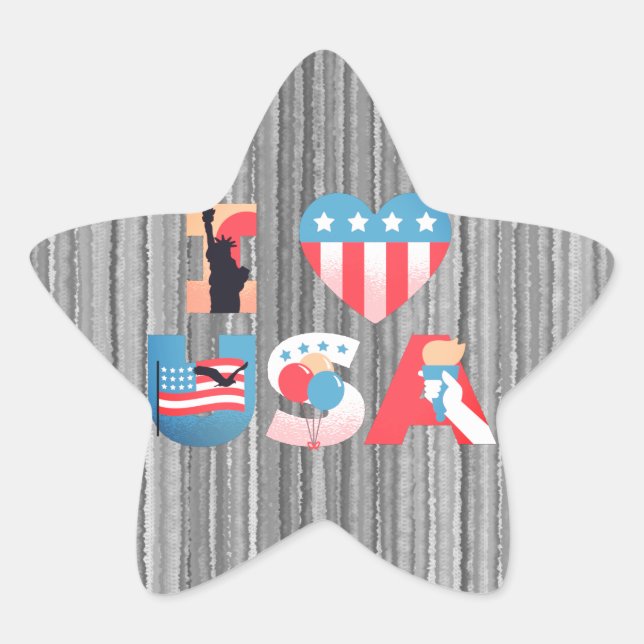 ADESIVO ESTRELA EU AMO DESIGN EUA (Frente)