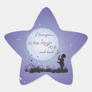 Adesivo Estrela Eu te amo à lua e aos presentes Para