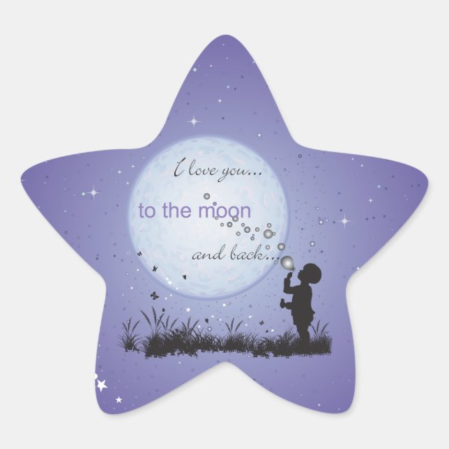 Adesivo Estrela Eu te amo à lua e presentes exclusivos (Frente)