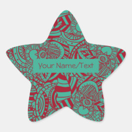 Adesivo Estrela Ex libris Personalizado Abstrato Boho