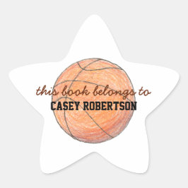 Adesivo Estrela Ex-libris personalizados de basquete para crianças