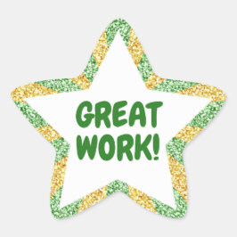 Adesivo Estrela Excelente brilhante verde e Dourado Star Sti