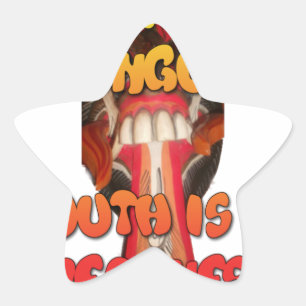 Adesivo Estrela Face do bobo: Humor de Expressão de Língua