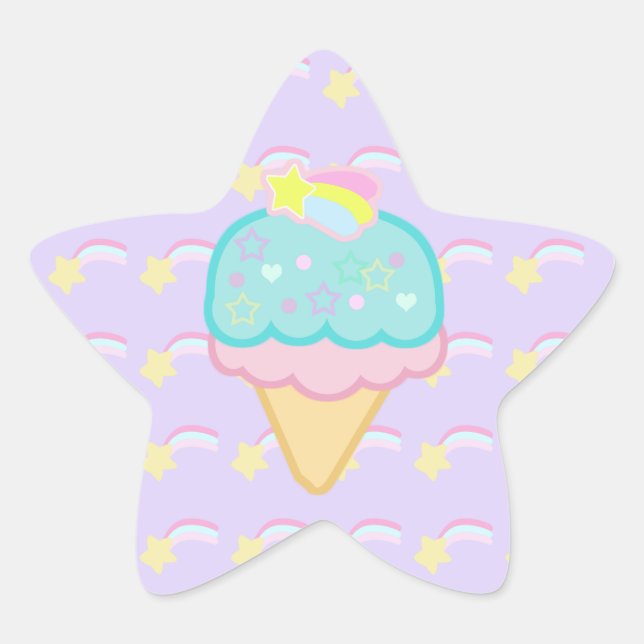 Adesivo Estrela Fairy Kei Sorvete Cone Sticker (Frente)