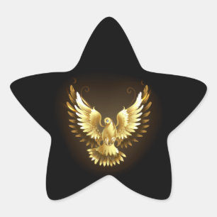 Adesivo Estrela Faux Gold Foil Peace Dove em Preto