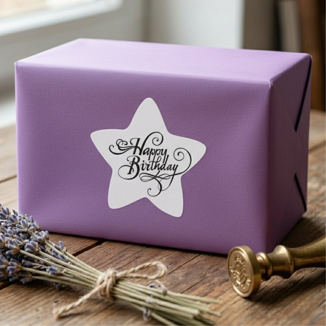 Adesivo Estrela Feliz aniversário (Happy Birthday Star Sticker)