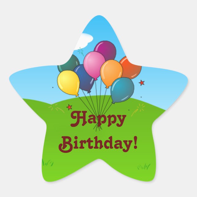 Adesivo Estrela Feliz aniversário! Balões de Celebração (Frente)