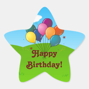 Adesivo Estrela Feliz aniversário! Balões de Celebração