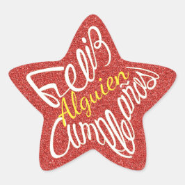 Adesivo Estrela Feliz aniversário com estrelas