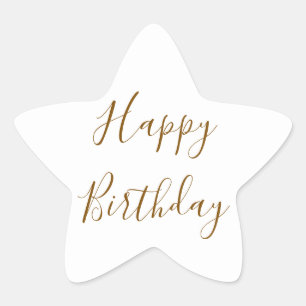 Adesivo Estrela Feliz Aniversário Dourado Texto Personalizado Bran