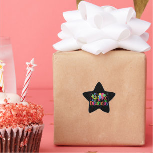 Adesivo Estrela Feliz aniversário, festiva comemoração de aniversá