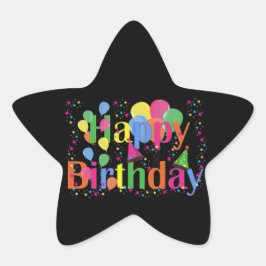 Adesivo Estrela Feliz aniversário, festiva comemoração de aniversá