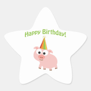 Adesivo Estrela Feliz aniversário! Porco Cujo