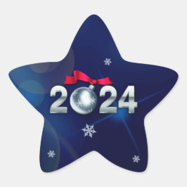 Adesivo Estrela Feliz ano novo 2024. Presente de Feriado
