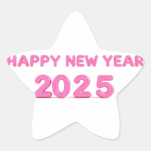 Adesivo Estrela Feliz ano novo 2025 fundo transparente