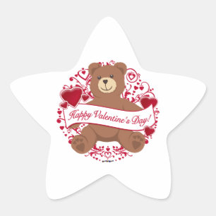 Adesivo Estrela Feliz dia dos namorados! Urso de ursinho