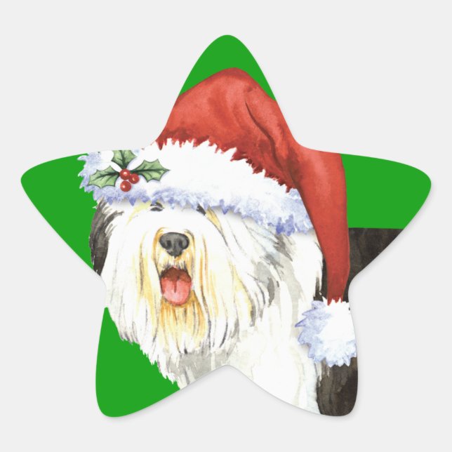 Adesivo Estrela Feliz Howlidays Old English Sheepdog (Frente)