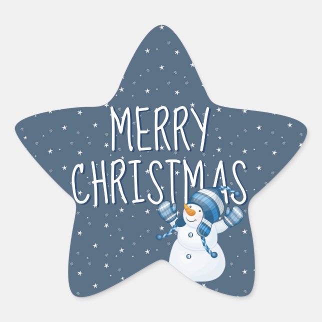 Adesivo Estrela Feliz Natal em Estrelas e Neve (Frente)