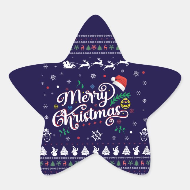 Adesivo Estrela Feliz Natal Engraçado (Frente)