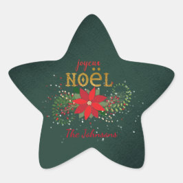 Adesivo Estrela Feliz Natal Joyeux Noel Star Green Francês