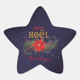 Adesivo Estrela Feliz Natal Joyeux Noel Star Marinho Francês