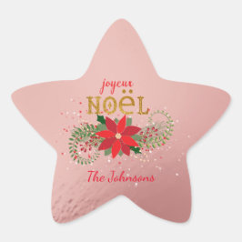 Adesivo Estrela Feliz Natal Joyeux Noel Star Pink French
