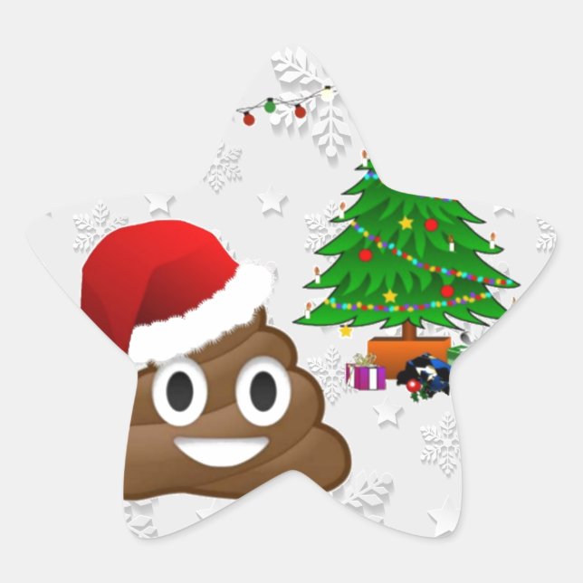 Adesivo Estrela feliz natal poo emoji (Frente)