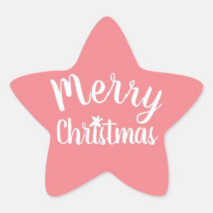 Adesivo Estrela Feliz Natal Rosa Coral Moderno