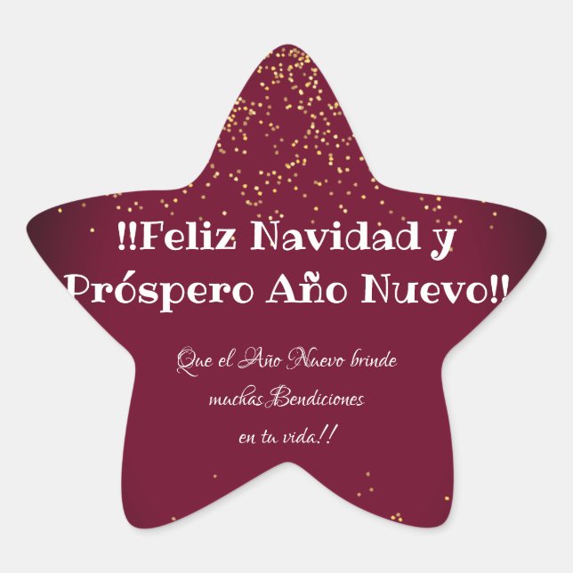 Adesivo Estrela Feliz Navidad Modern Glitter Lettering no Natal (Frente)
